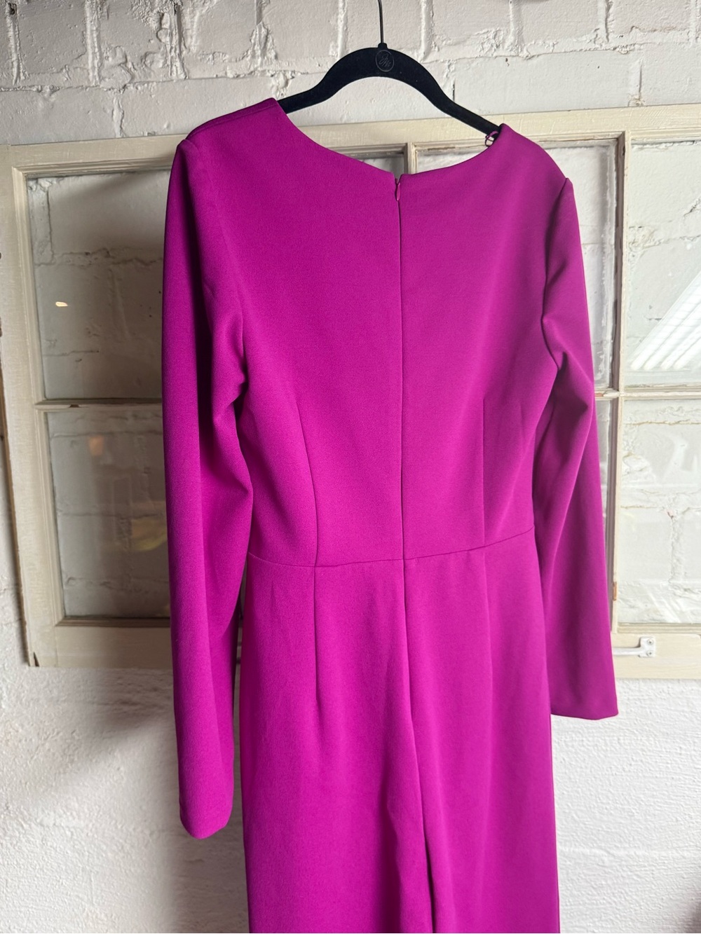 Adrianna Papell: Pink Long-Sleeve Jumpsuit with Front Bow - Picture 6 of 8